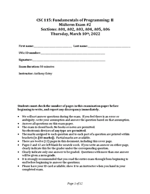 CSC 115 Midterm Exam - Fundamentals of Programming II (2021) - Studocu