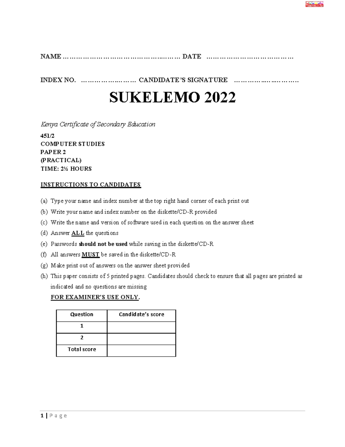 Sukellimo-COMP-PP2-2022 Practical Exam Questions - Studocu