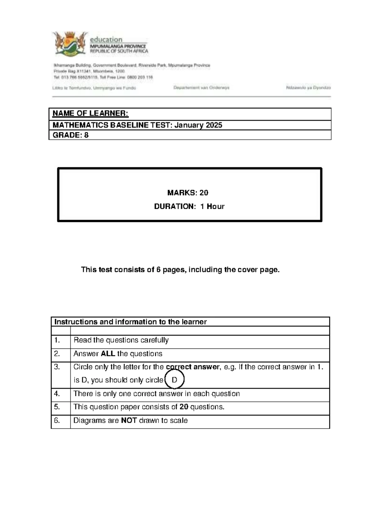 2023 Grade 8 Mathematic Paper 1 Corrected - GRADE 8 MATHEMATICS ...
