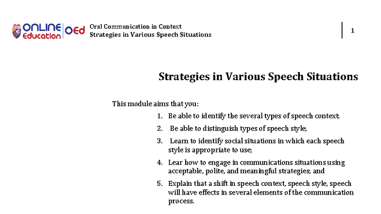 Week 016: Strategies for Effective Oral Communication - Studocu