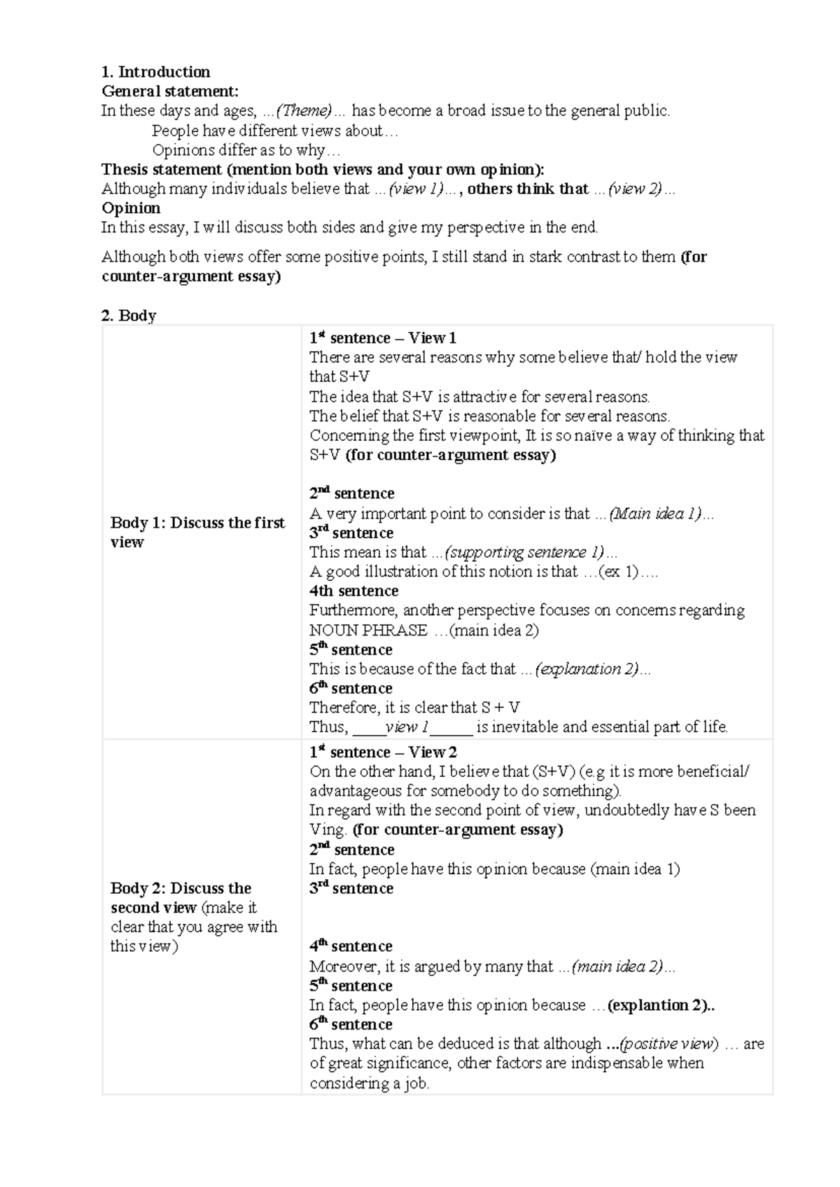 Writting - Introduction General statement: In these days and ages ...