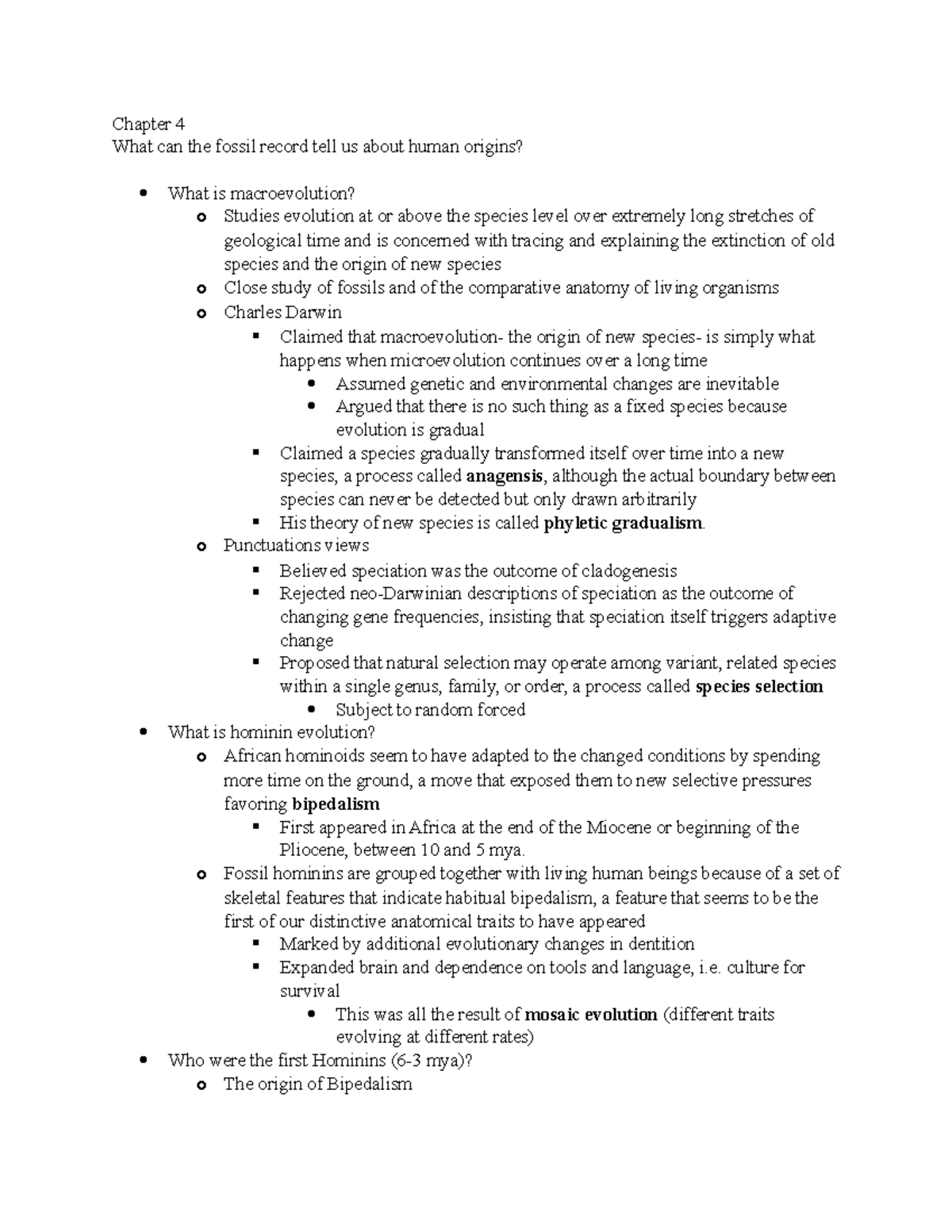 Chapter 4 - Summary: Unraveling Human Origins & Hominin Evolution - Studocu