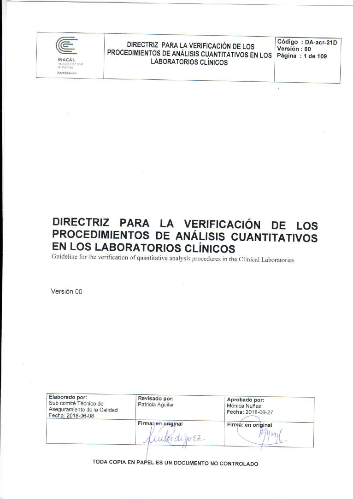 Directriz de Verificación de Métodos Cuantitativos en Laboratorios Clínicos - Document Preview