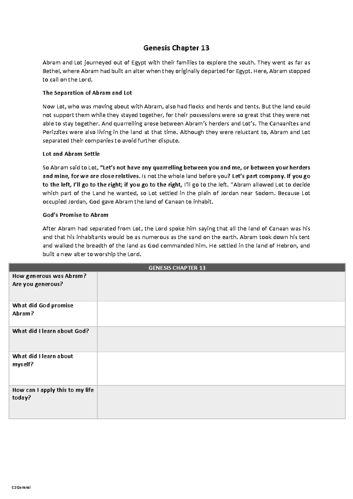Genesis Chapter 13 - Key Insights and Reflection Notes - Studocu