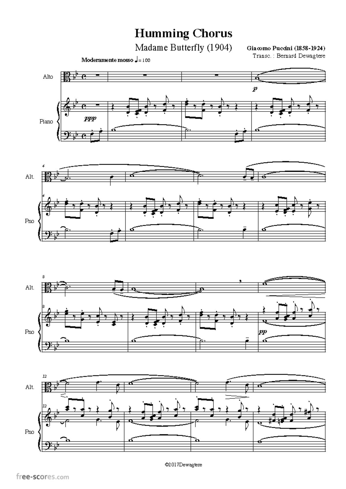 Humming Chorus - Puccini (Madame Butterfly) Notation - Music 101 - Studocu