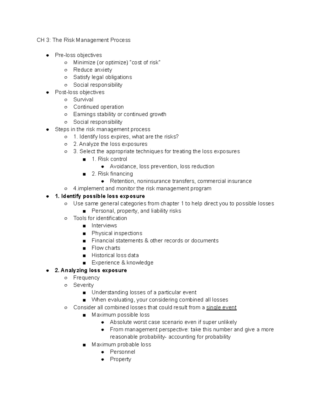 RMI 320 - WEEK 3 Notes: Understanding the Risk Management Process - Studocu