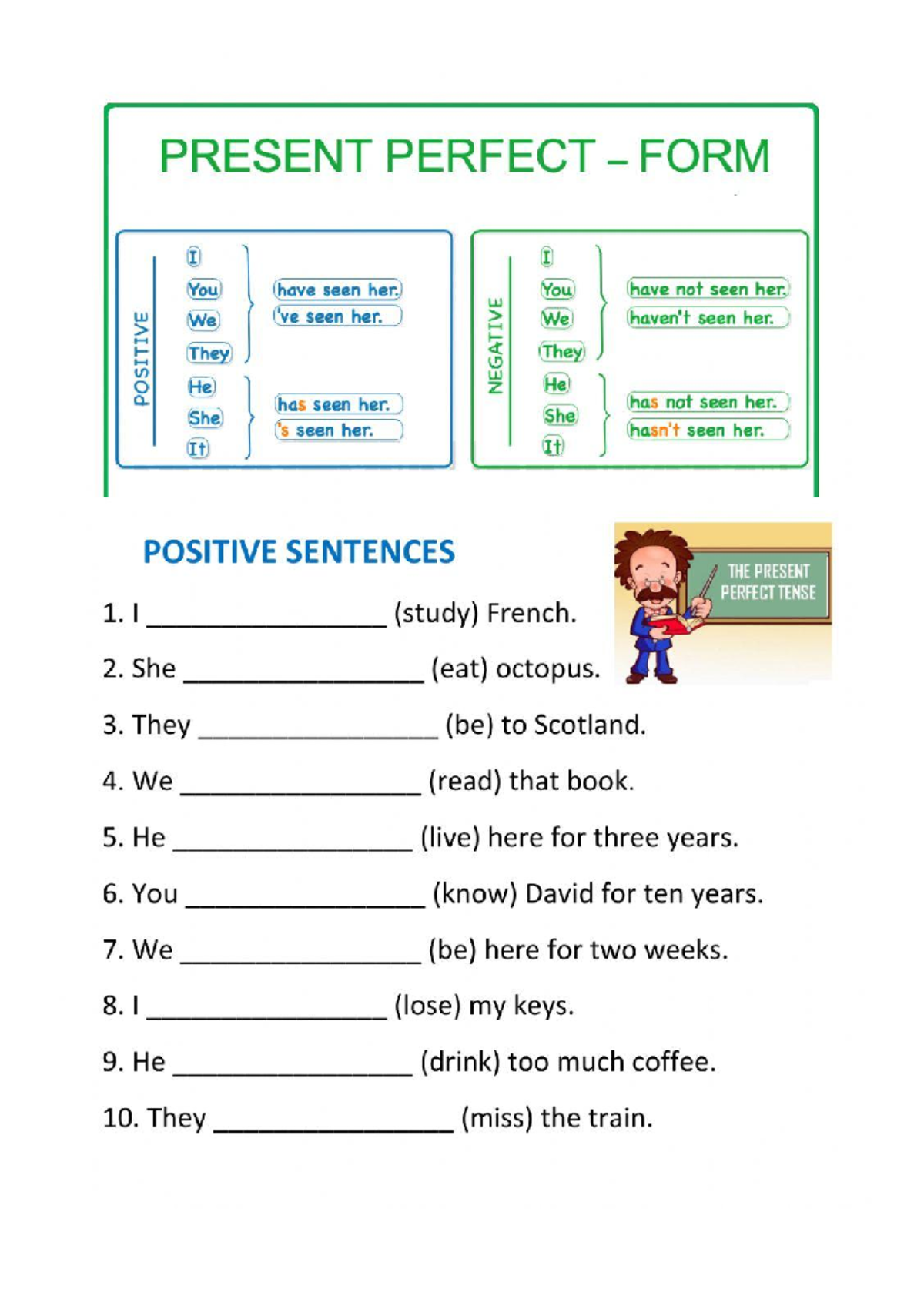 Present Perfect Tense Practice - English Grammar Notes - Studocu