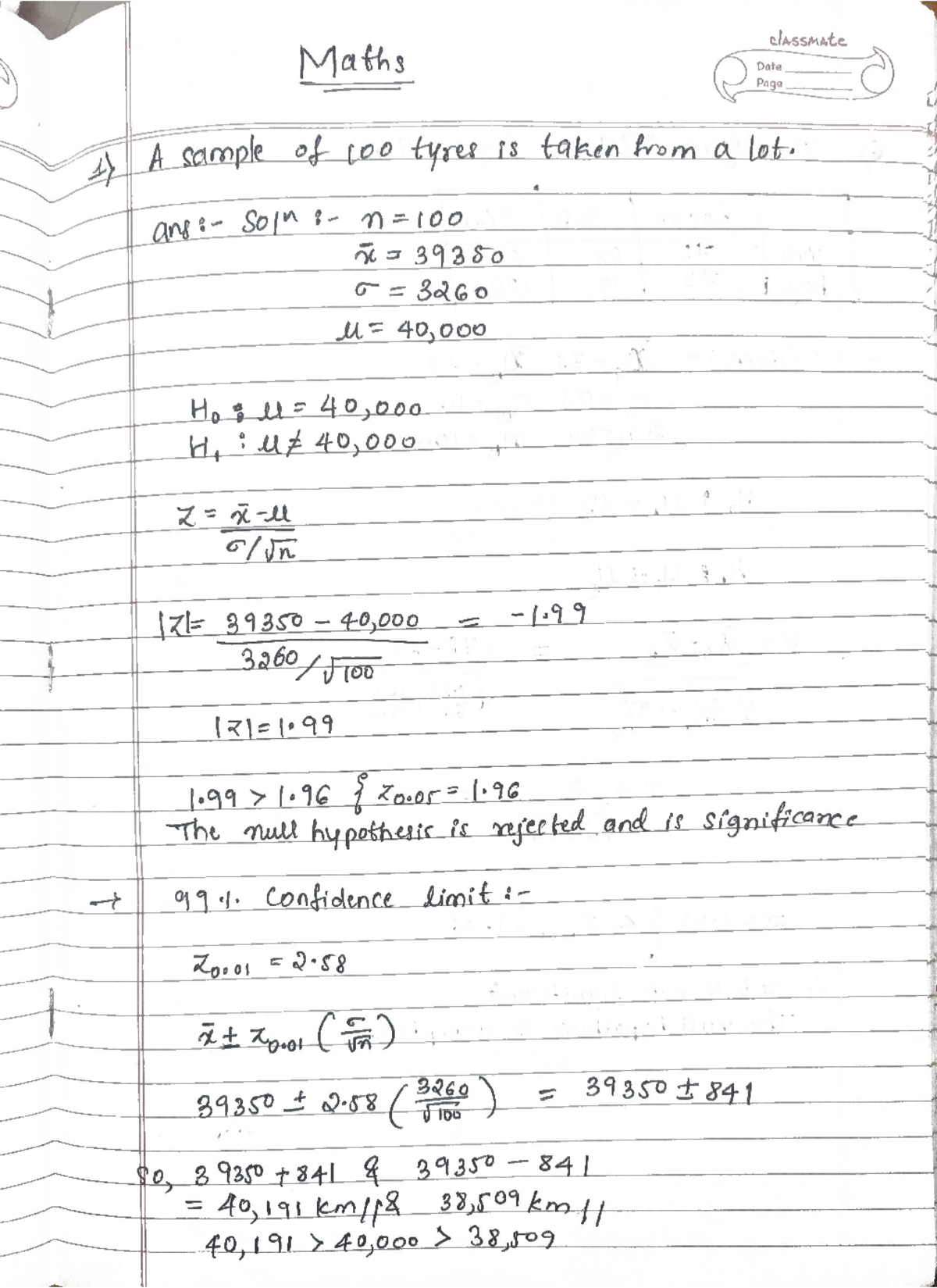 Maths - Notes by Topper for Classmate (Final Exam) - Studocu