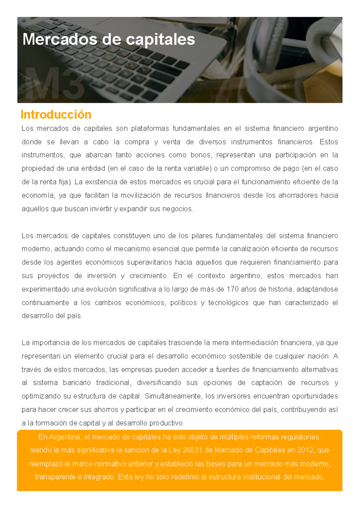 M3L3 - Introducción a los Mercados de Capitales en Argentina - Studocu