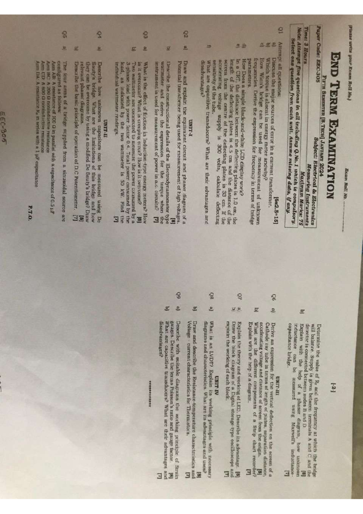 EE 501 Final Exam: Electrical Electronics - January 2024 - Studocu