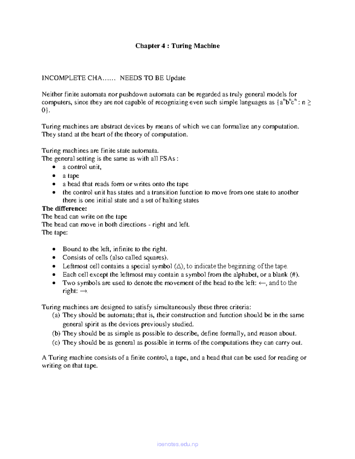 Chapter 4: Turing Machine - Understanding Computation Models - Studocu