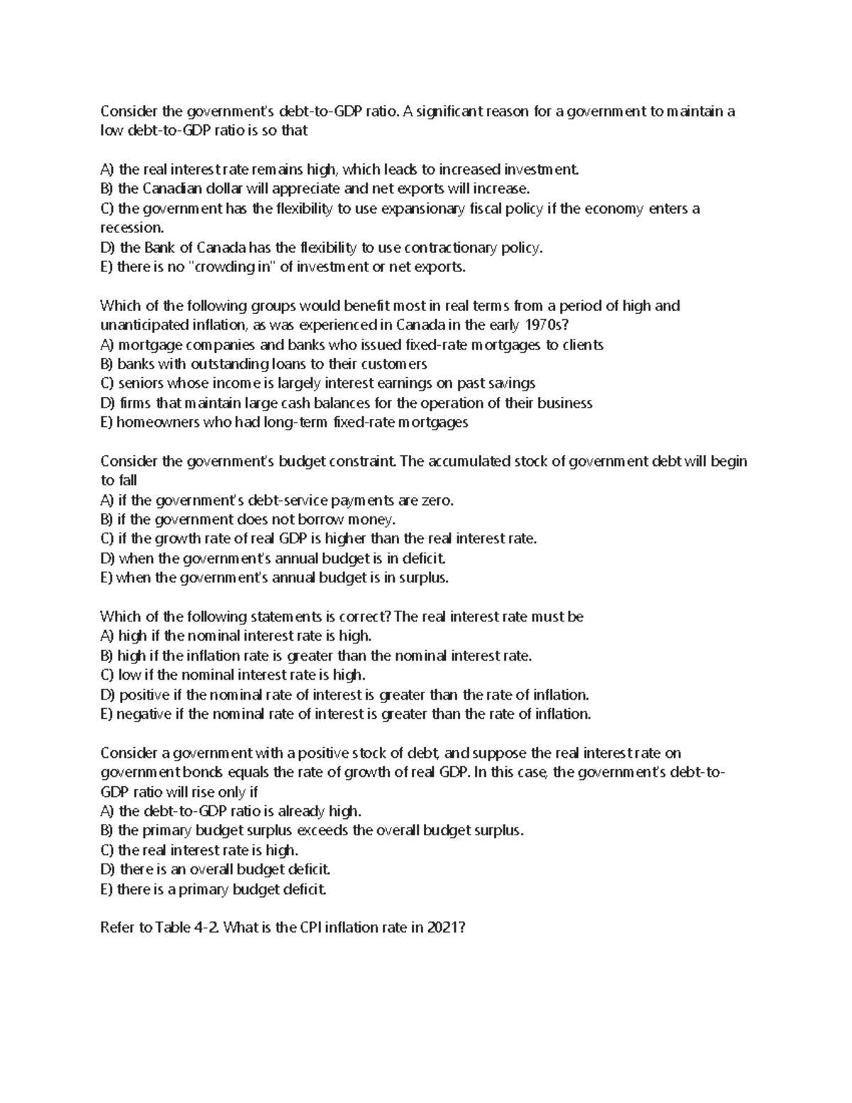Final Exam Macro Mock (ECO 101) - Key Concepts and Questions - Studocu