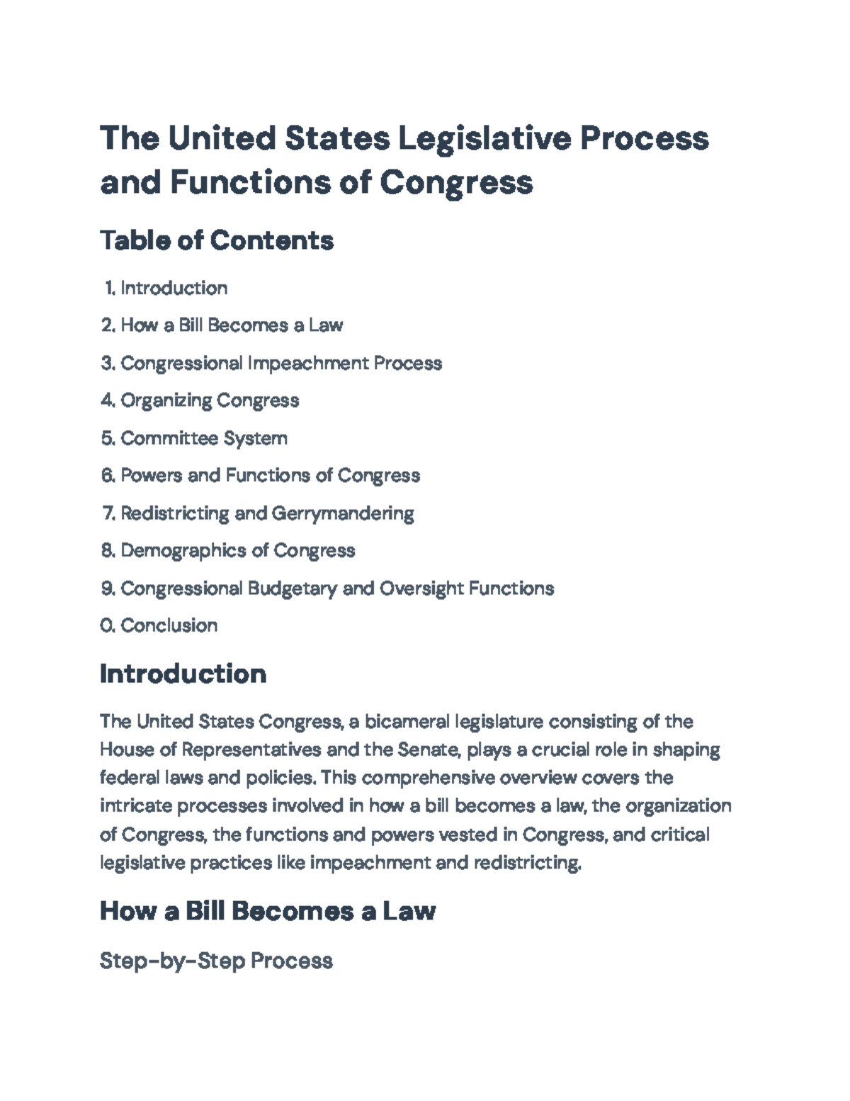 The U.S. Legislative Process & Congress Functions: A Detailed Guide ...
