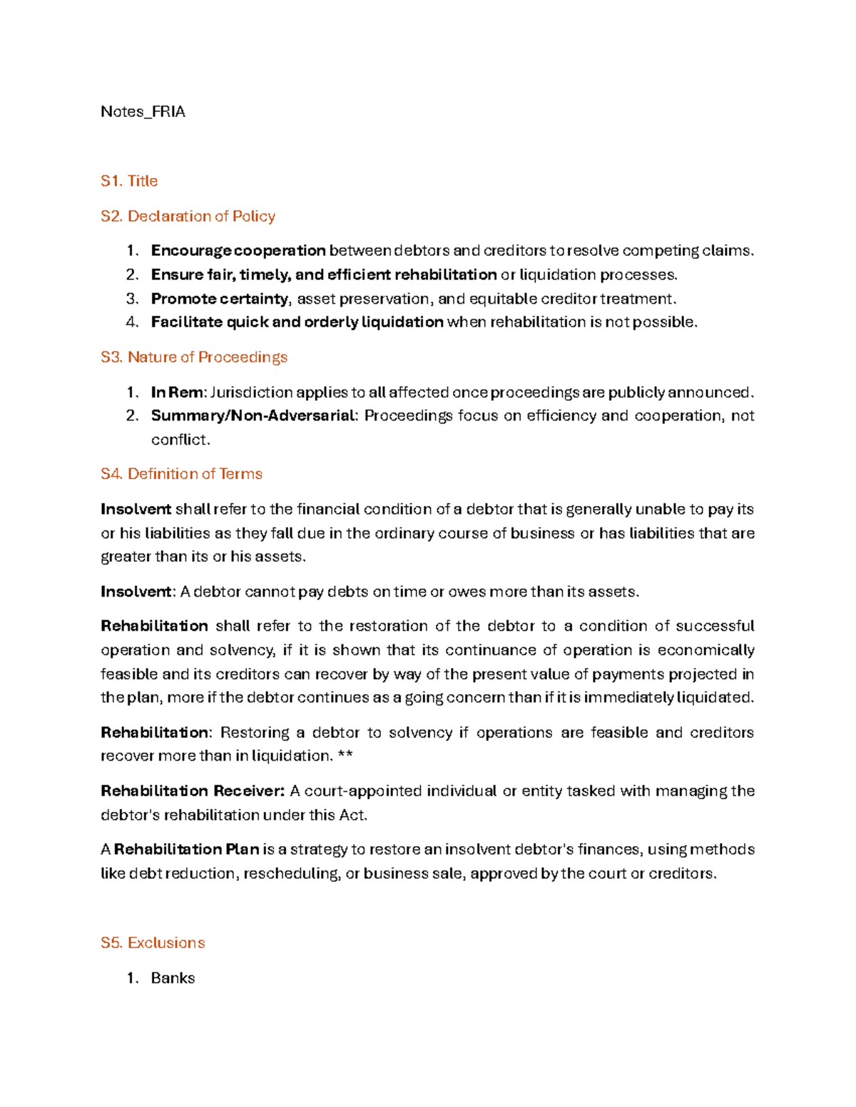 Notes FRIA - Notes_FRIA S1. Title S2. Declaration of Policy 1 ...