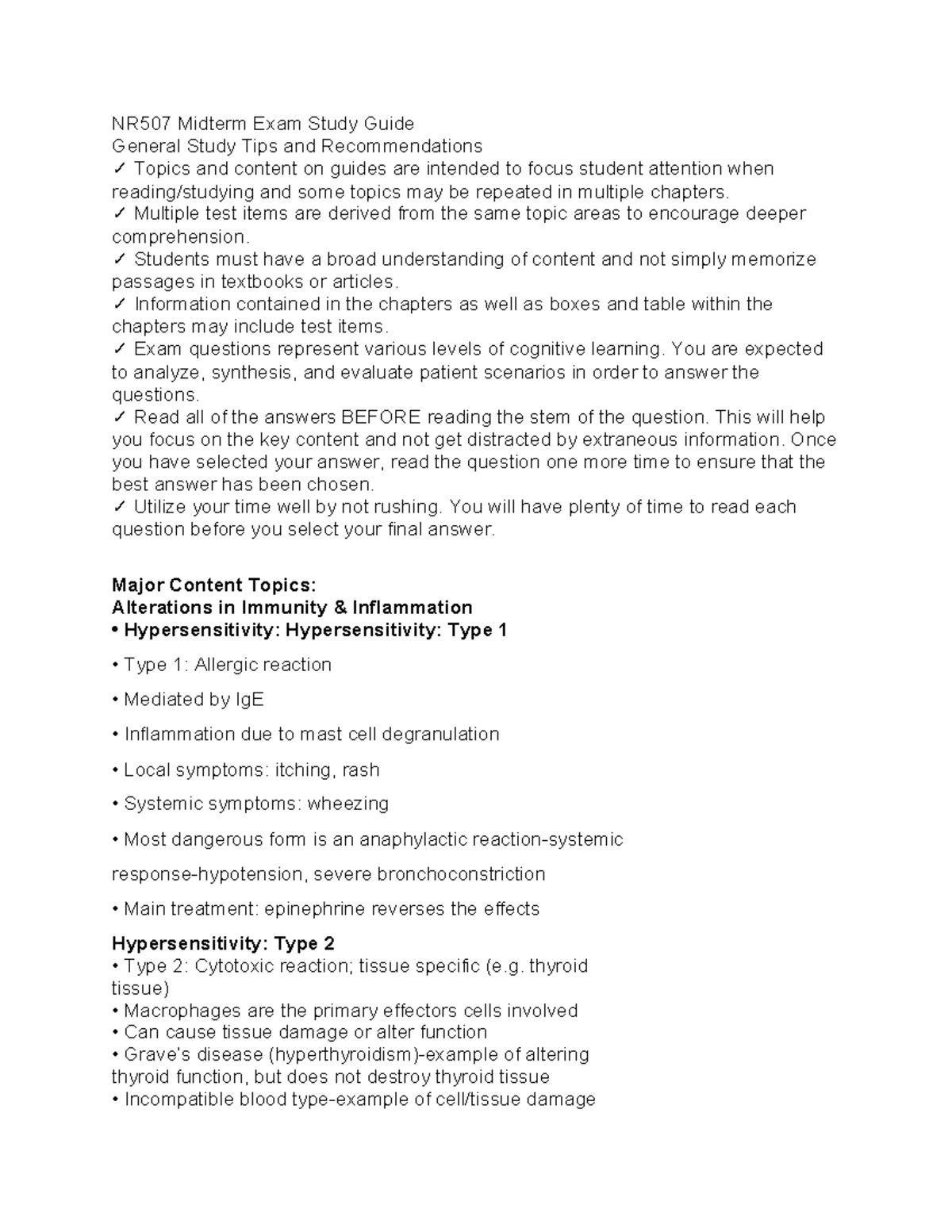 NR507 Week 4 Midterm Exam Study Guide: Key Topics and Strategies - Studocu