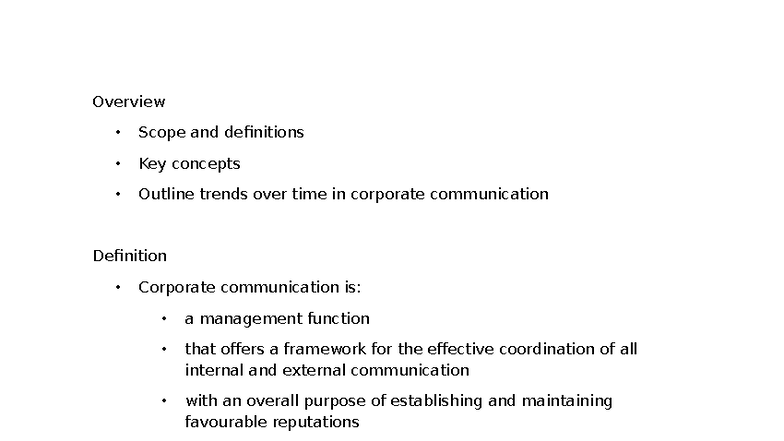 Cco 101: Overview of Corporate Communication Concepts and Trends - Studocu