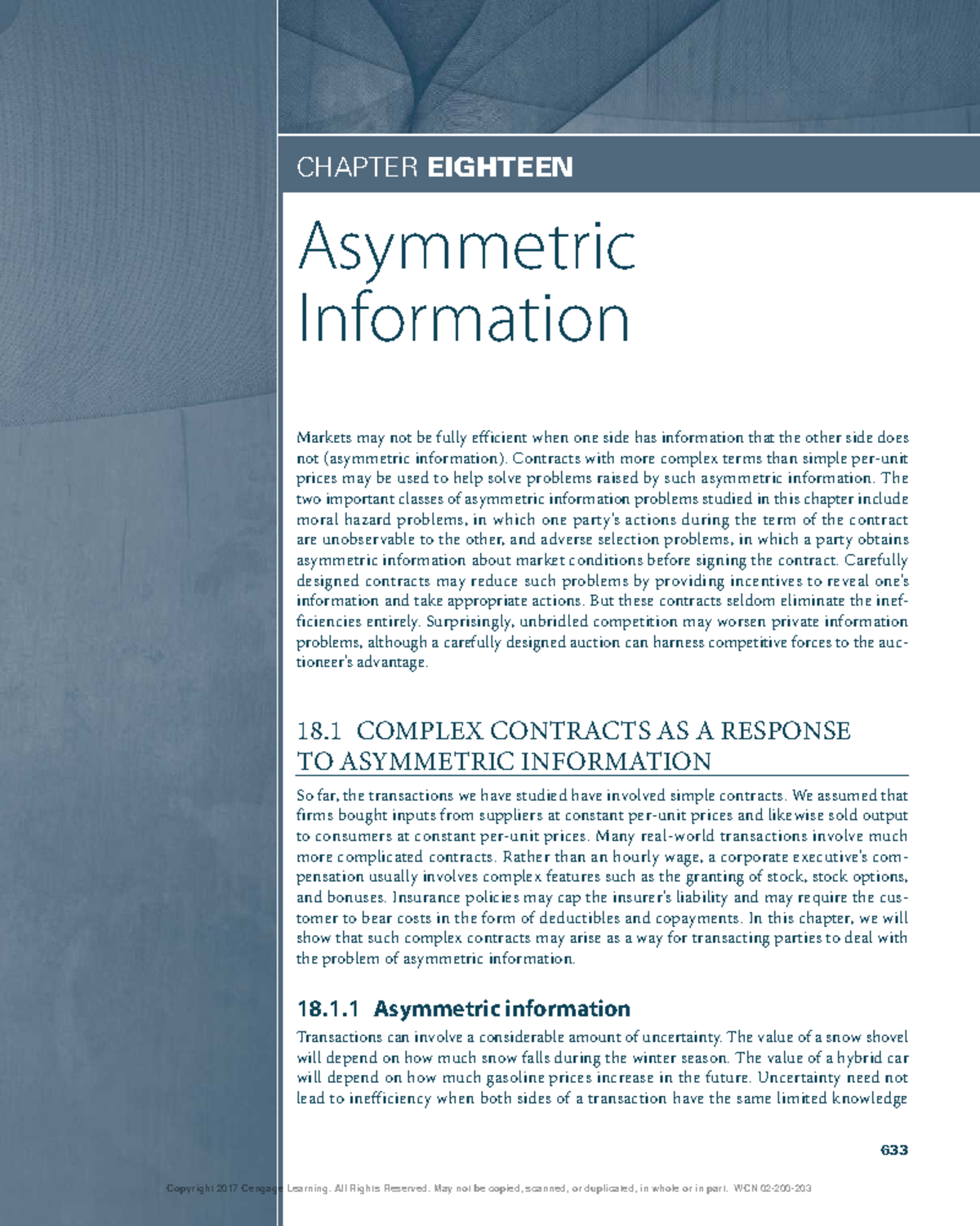 CHAPTER 18: Asymmetric Information in Markets (Micro 2-657-705) - Studocu