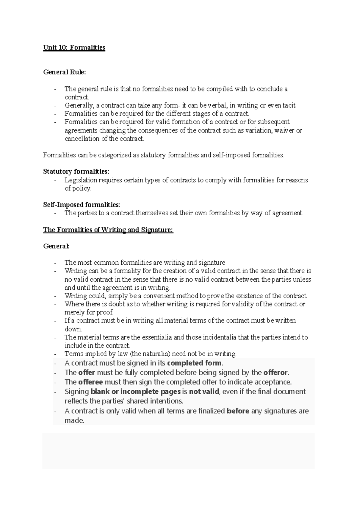 Unit 10: Formalities in Contract Law - Understanding Statutory ...