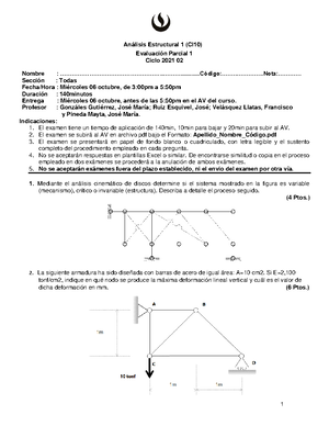 PC-1 AE II CI71 - practica calificada - ANALISIS ESTRUCTURAL II (CI649 ...