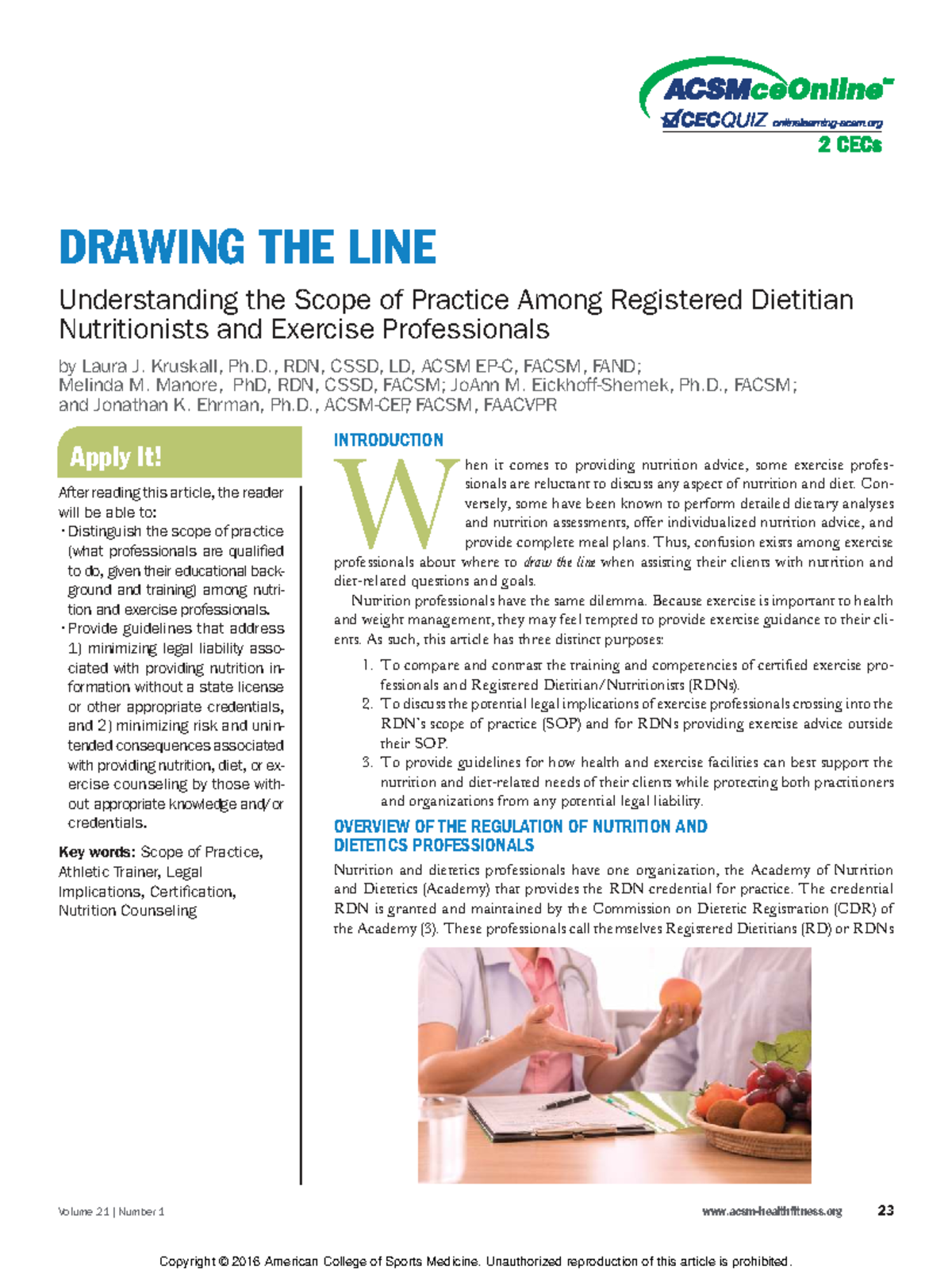 Understanding the Scope of Practice for RDNs and Exercise Professionals ...