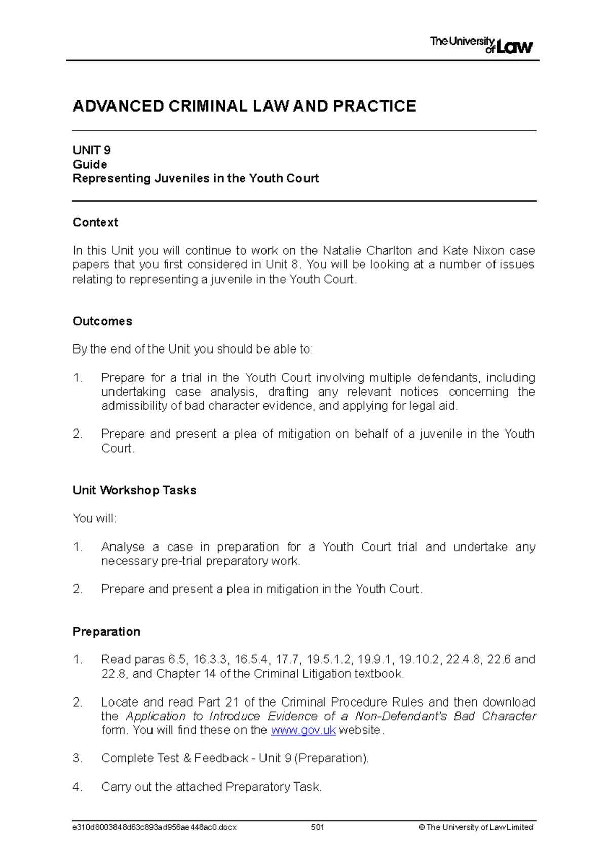 2223 acp ws09 ce01 guide - ADVANCED CRIMINAL LAW AND PRACTICE UNIT 9 ...