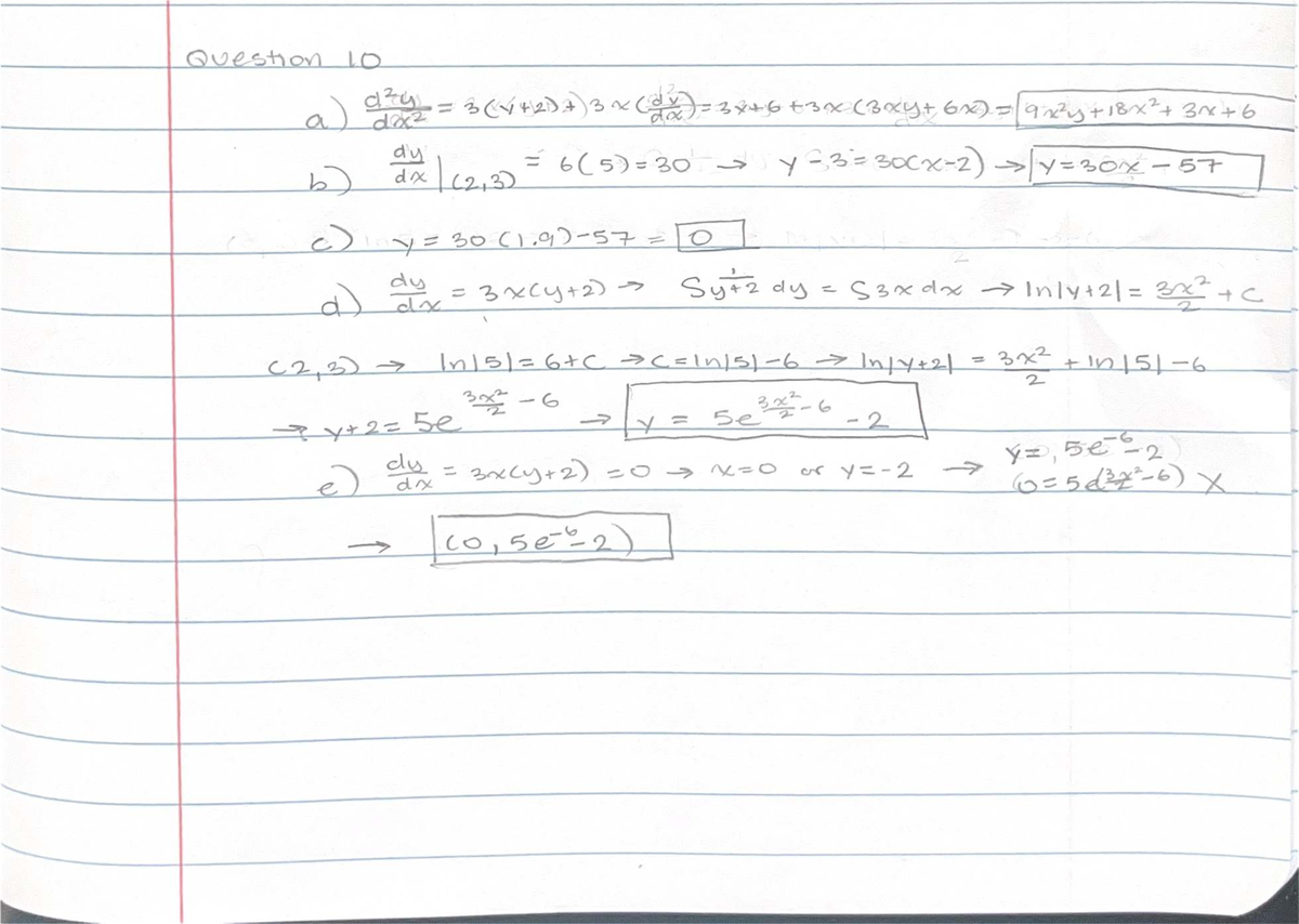 Evaluate 11Q10 - asdgf - MAT 307 - Question 10 a) day dx2 3 3x dv) dx ...