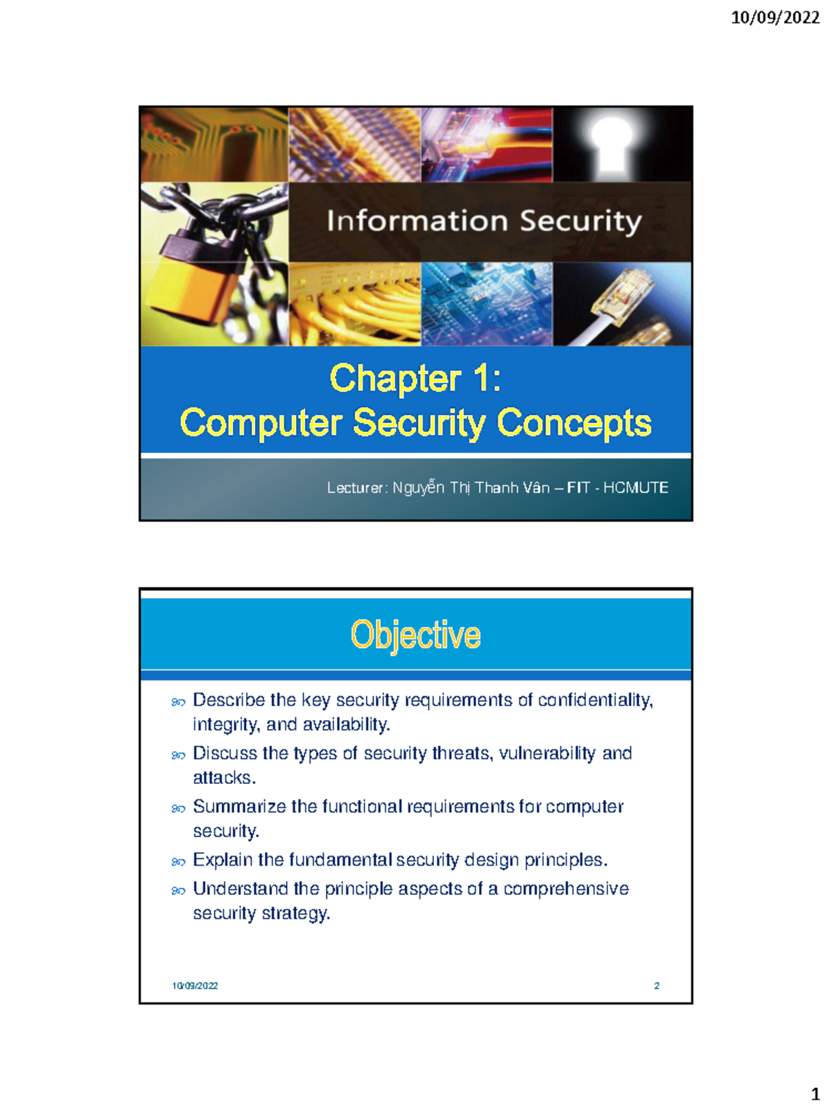 Chapter 1 - Computer Security Concepts - Lecturer: Nguyễn Thị Thanh Vân ...