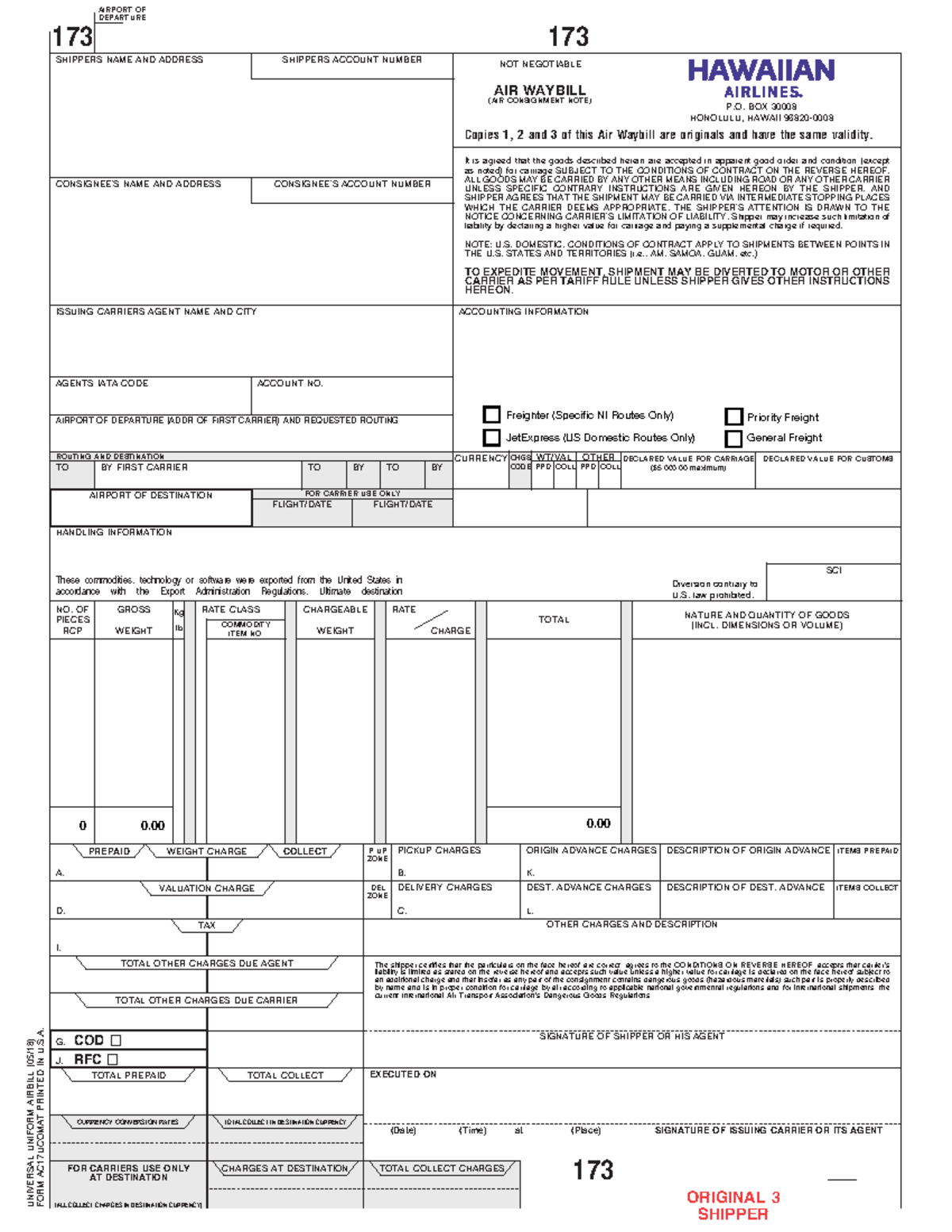 Air Waybill (AWB) - Document 173 for Shipment Processing - Studocu