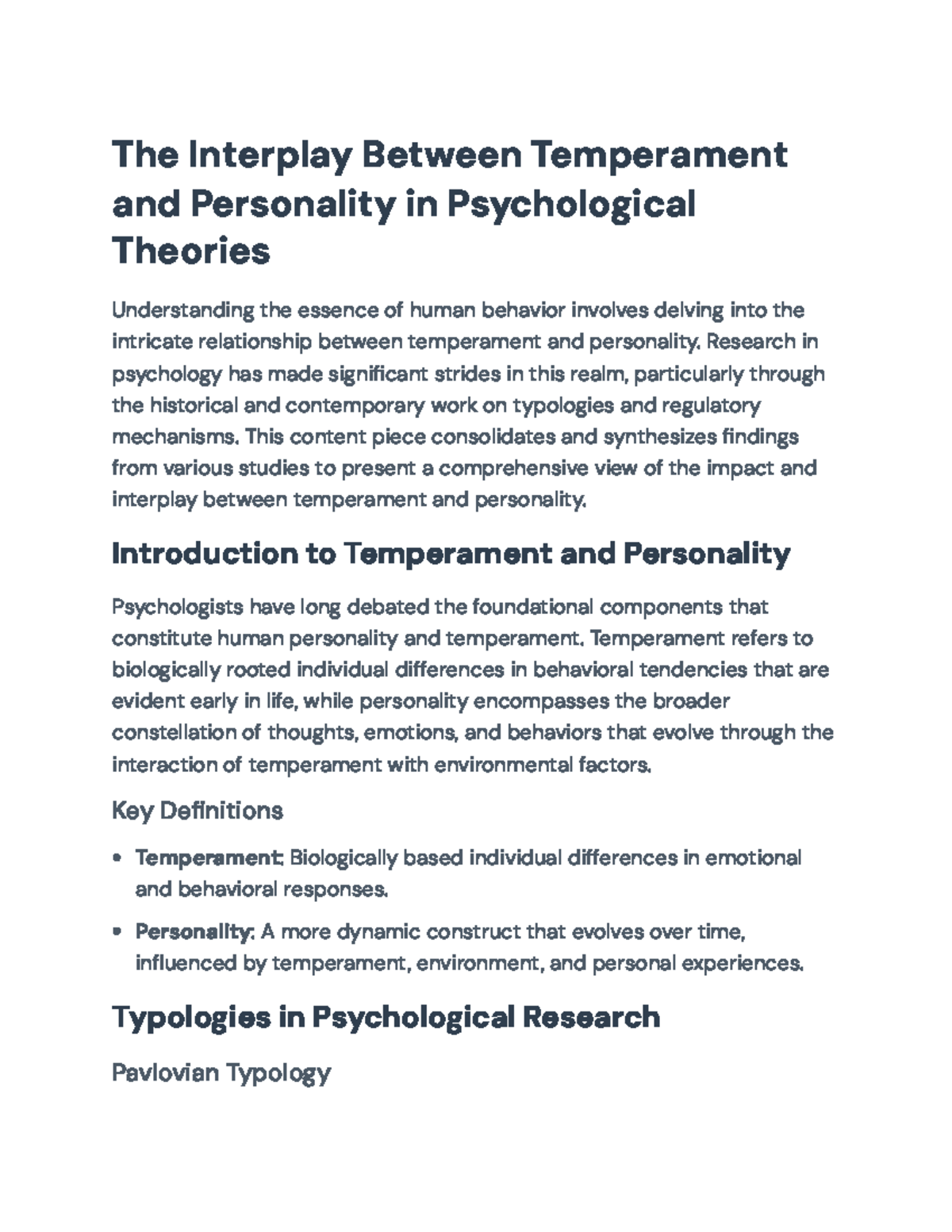The Interplay of Temperament and Personality in Psych Theories - The ...