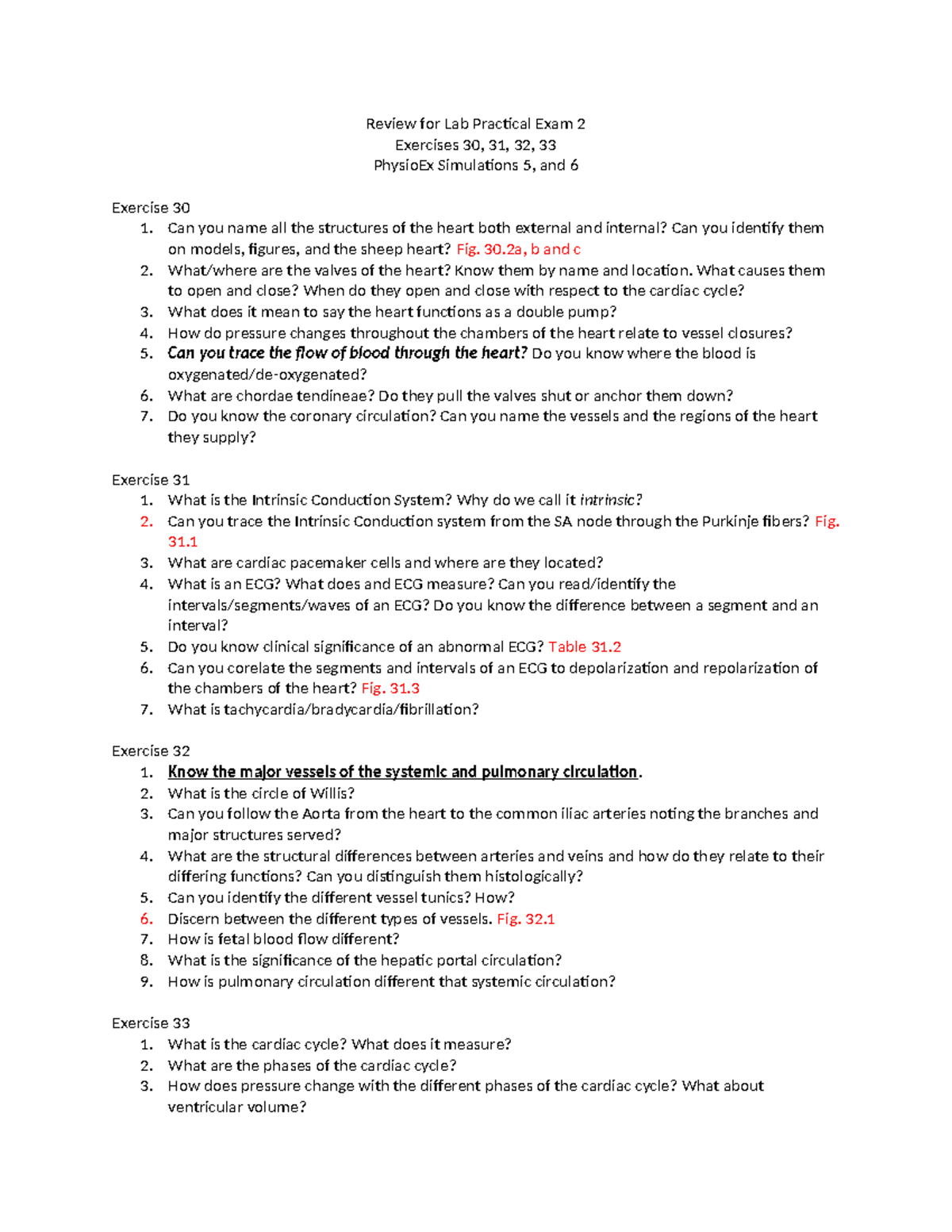 Lab Practical Exam 2 Review - Heart Structures & Functions F'23 - Studocu
