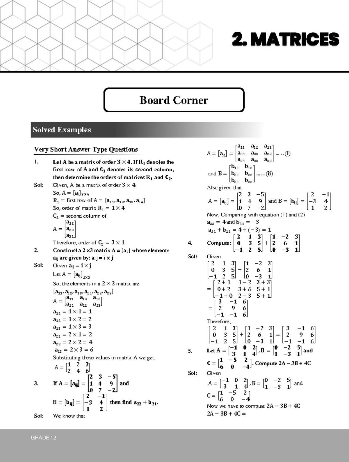 WB JEE 12M Matrices: Solved Examples and Practice Questions - Studocu