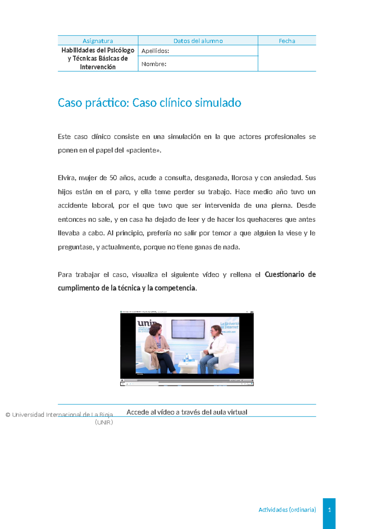 Psisa 03 cp2 1 - Caso Clínico Simulado: Habilidades del Psicólogo - Studocu