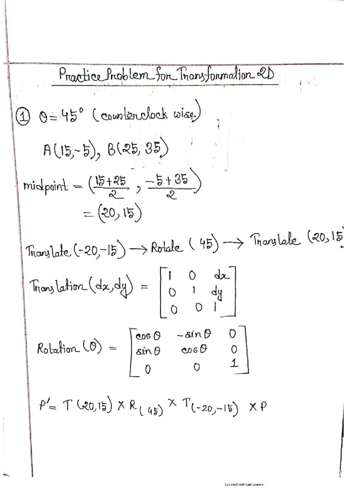 Transformation Matrix Practice Problem: Rotation, Scaling, Reflection ...