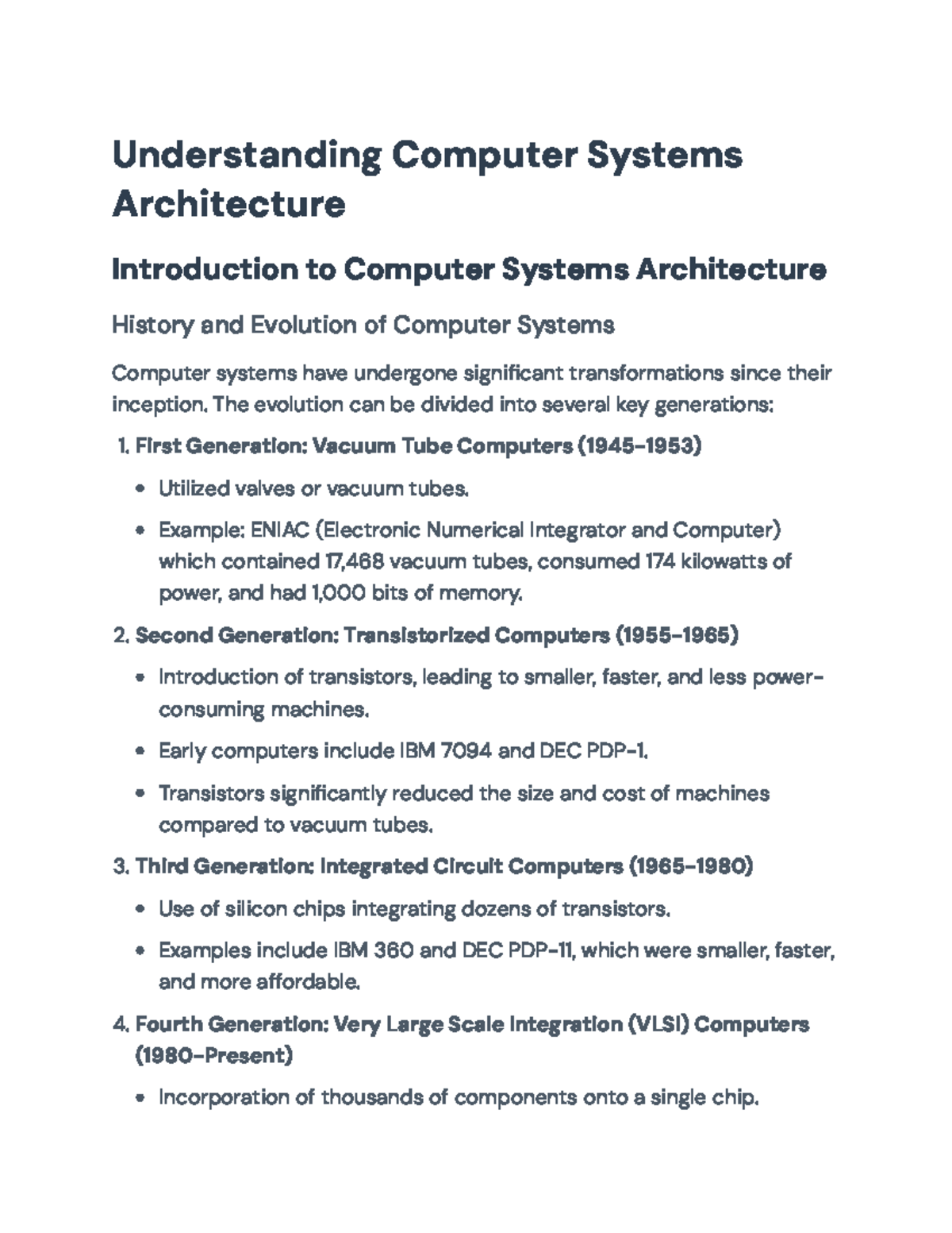 Understanding Computer Systems Architecture: Key Concepts and Evolution ...
