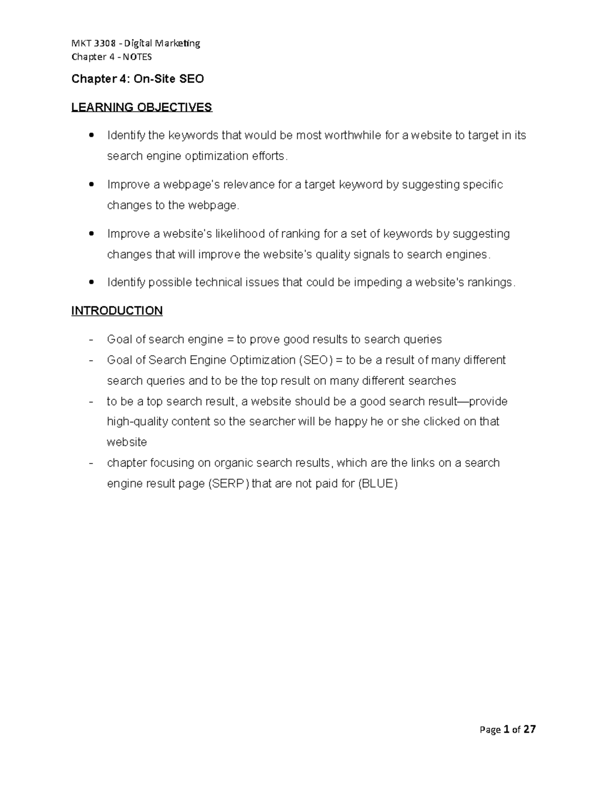 Digital Marketing Chapter 4 - Notes - MKT 3308 Digital Marketing ...