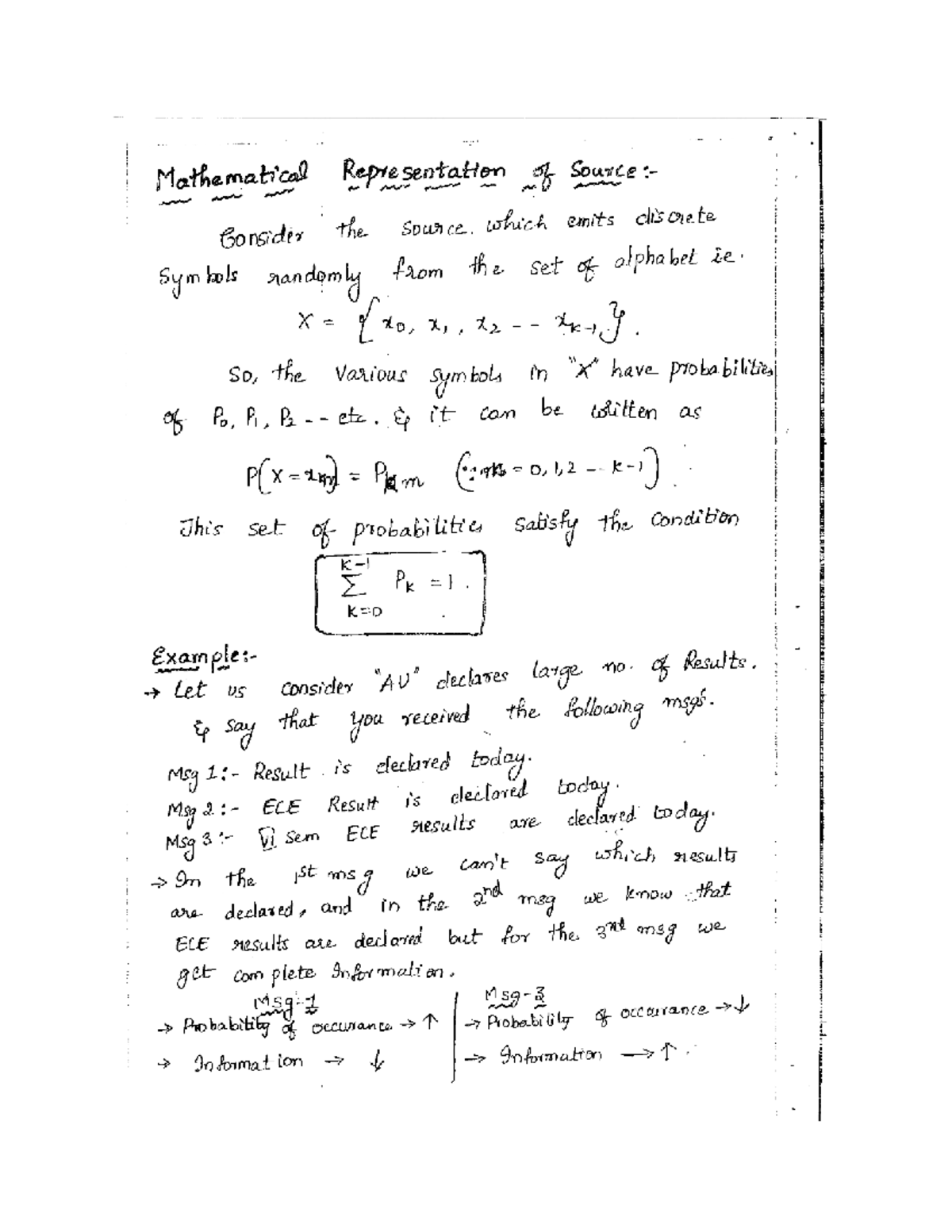 Mathematical Representation of Information Theory in ITC UNIT-1 - Studocu