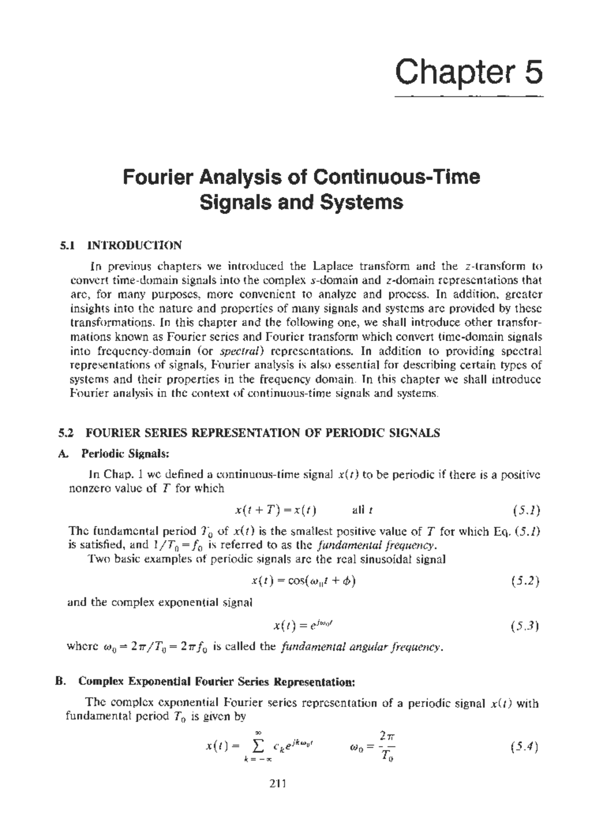 Chap 5: Fourier Series, Fourier Transform, and Filters Analysis - Studocu