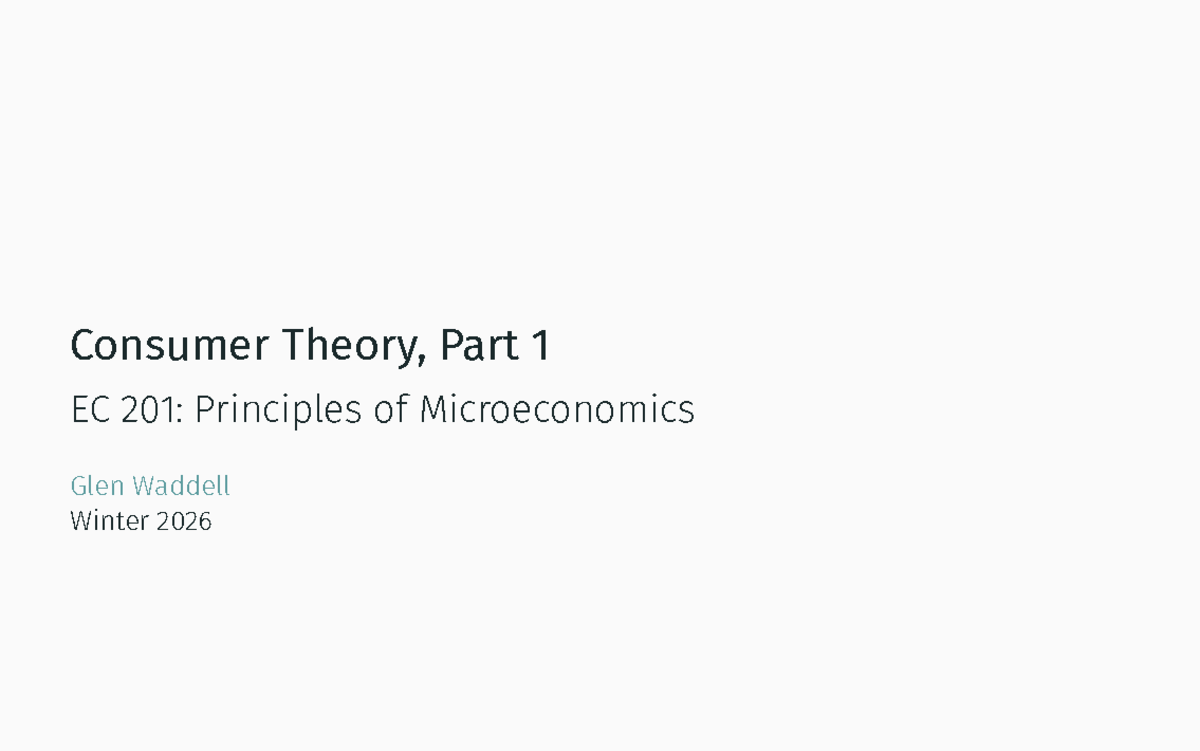 Consumer Theory Overview EC 201: Principles of Microeconomics - Studocu