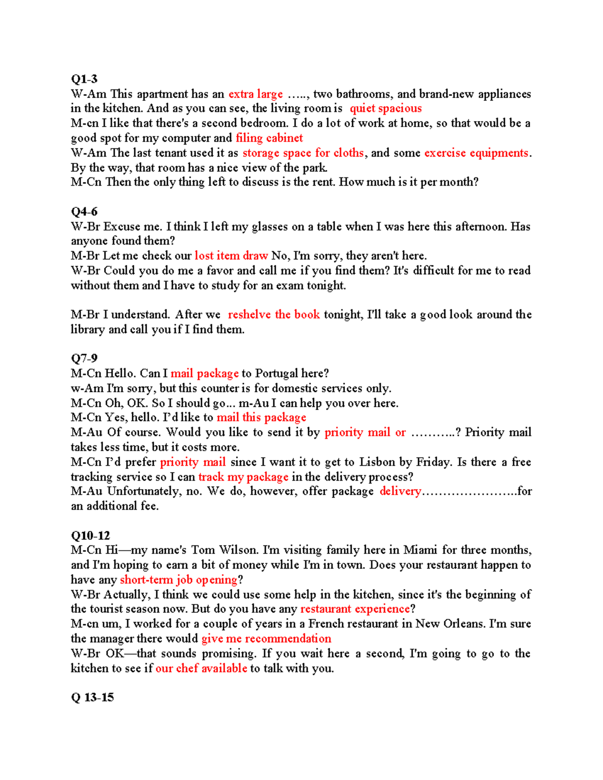 TEST 5. PART 3 - Listening Comprehension Practice for ESL Students ...
