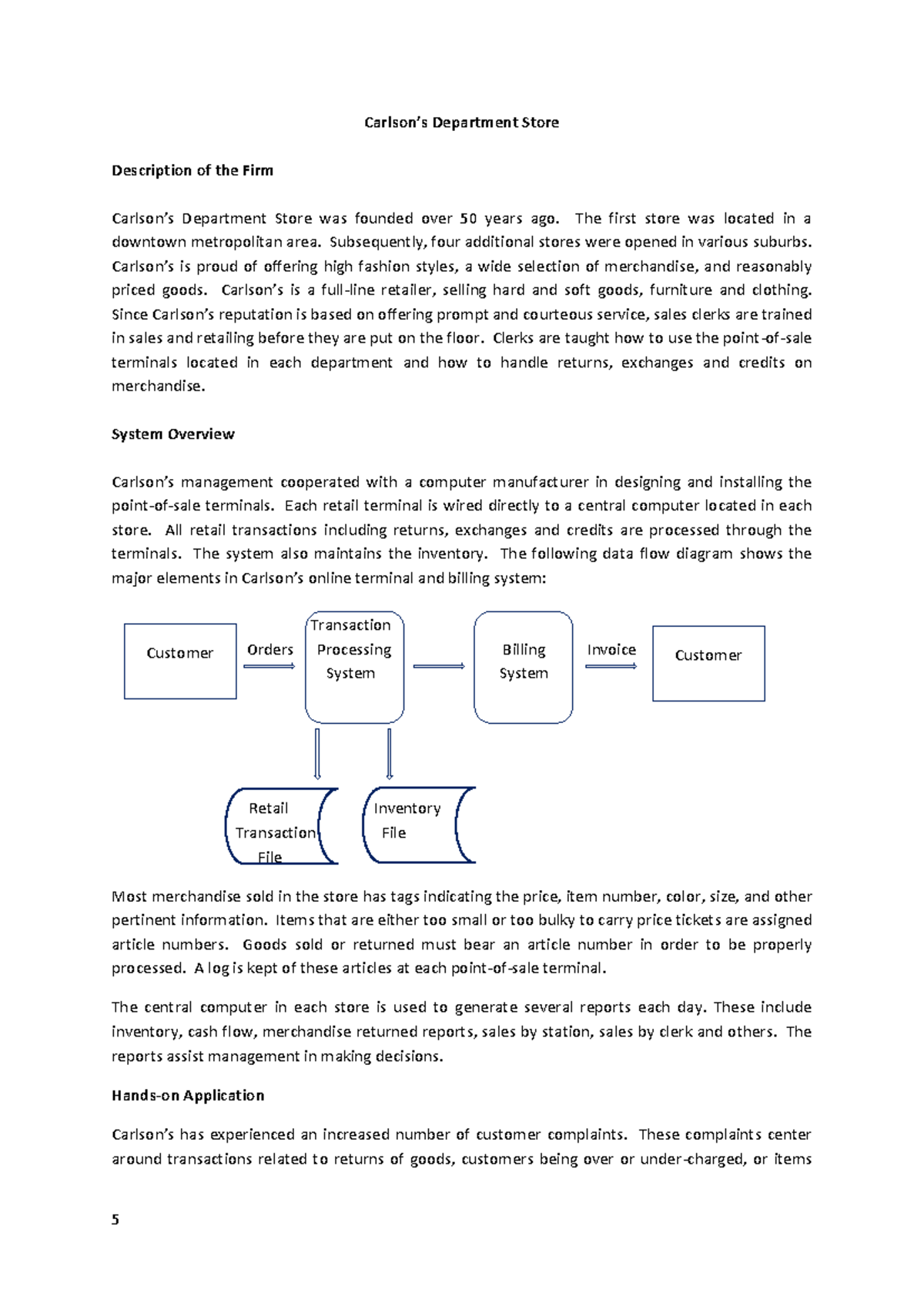 5a Preliminary Planning and Investigation of Department Store Systems ...