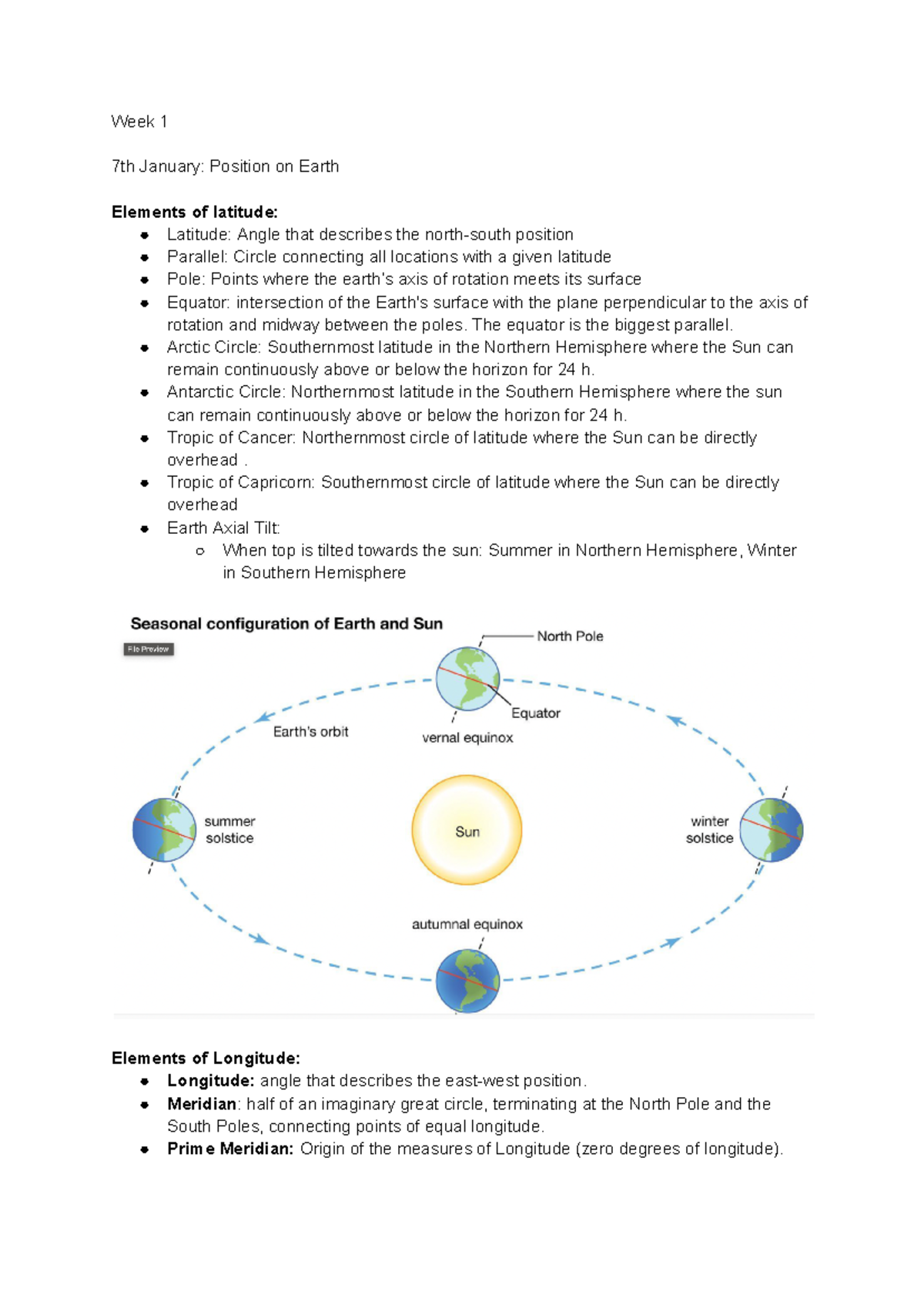 CONS127 Week 1 Notes: Latitude and Longitude Elements Overview - Studocu