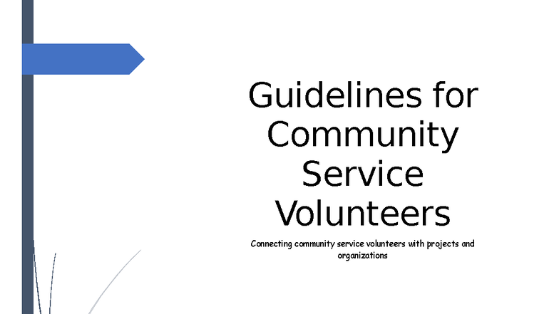 Guidelines for Community Service Volunteers - Project 3 (2024) - Studocu