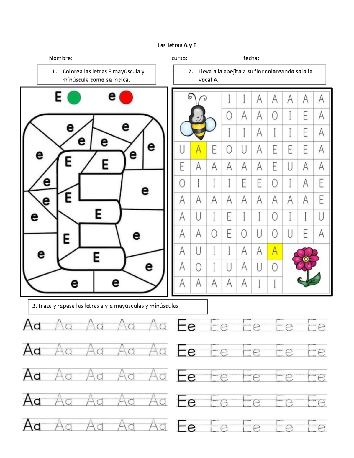 Act kinder Las letras A y E y segmentacion silabica - Lenguaje - Las ...