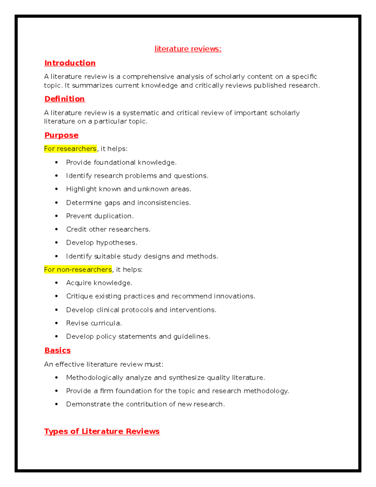 Literature review - ... - literature reviews: Introduction A literature ...
