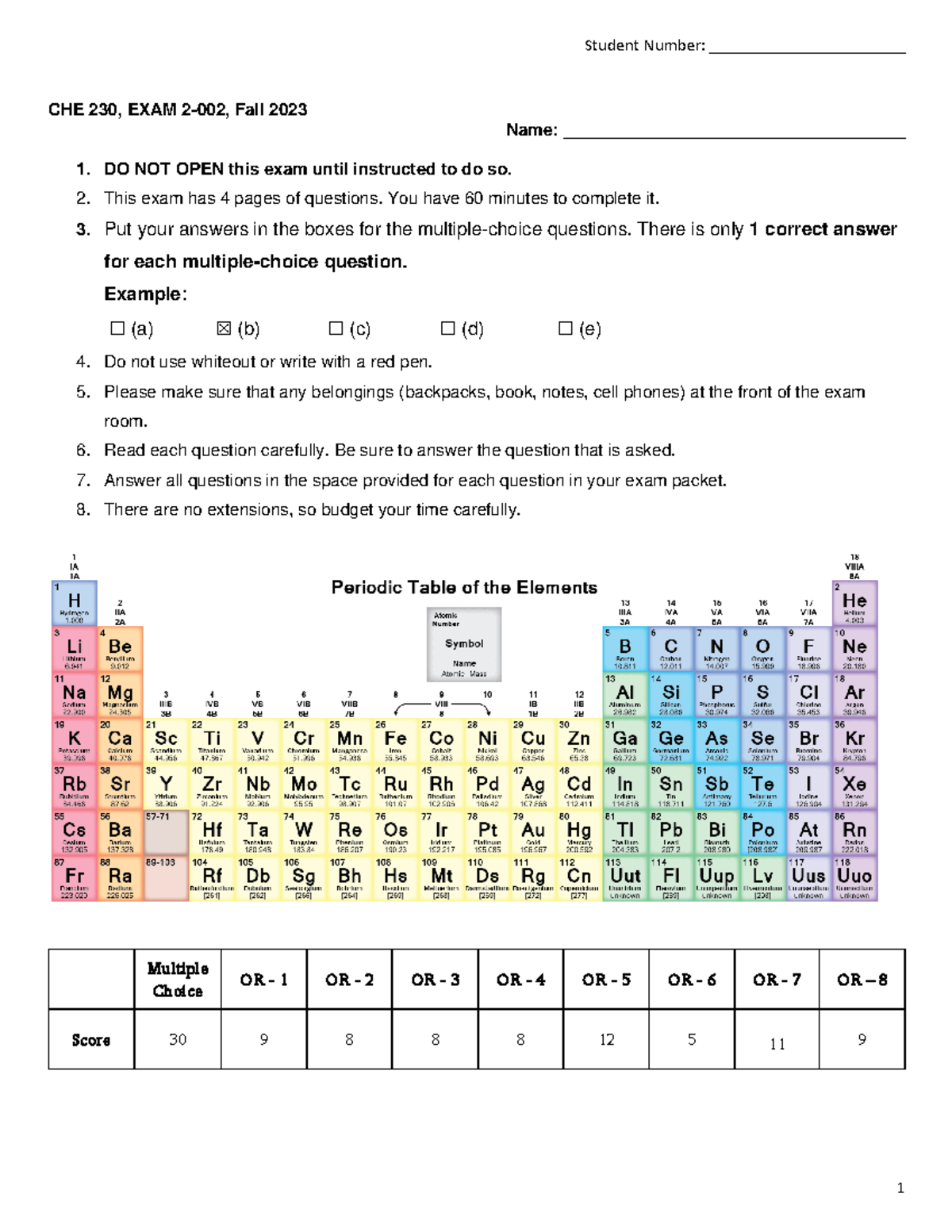 CHE 230 Exam 2: Comprehensive Practice Questions for Fall 2023 - Studocu