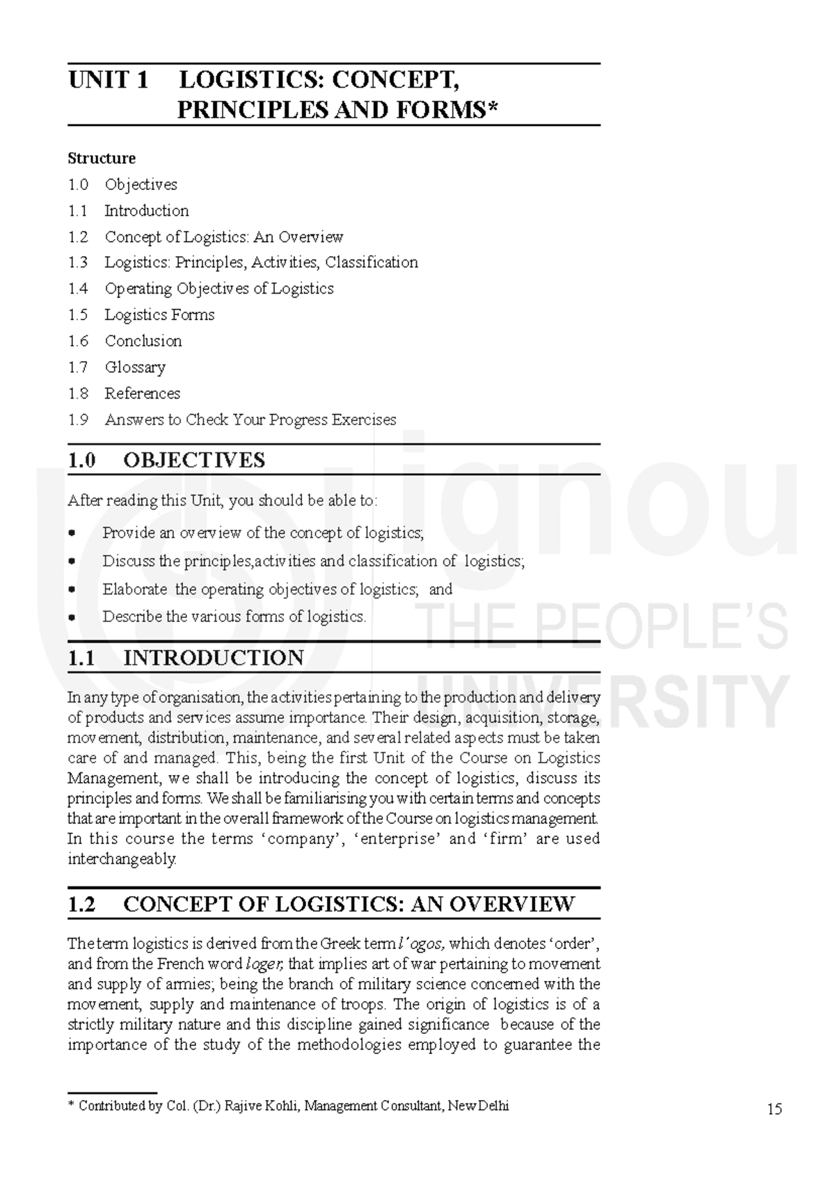 Logistics Management: Unit 1 Overview of Concepts and Principles - Studocu