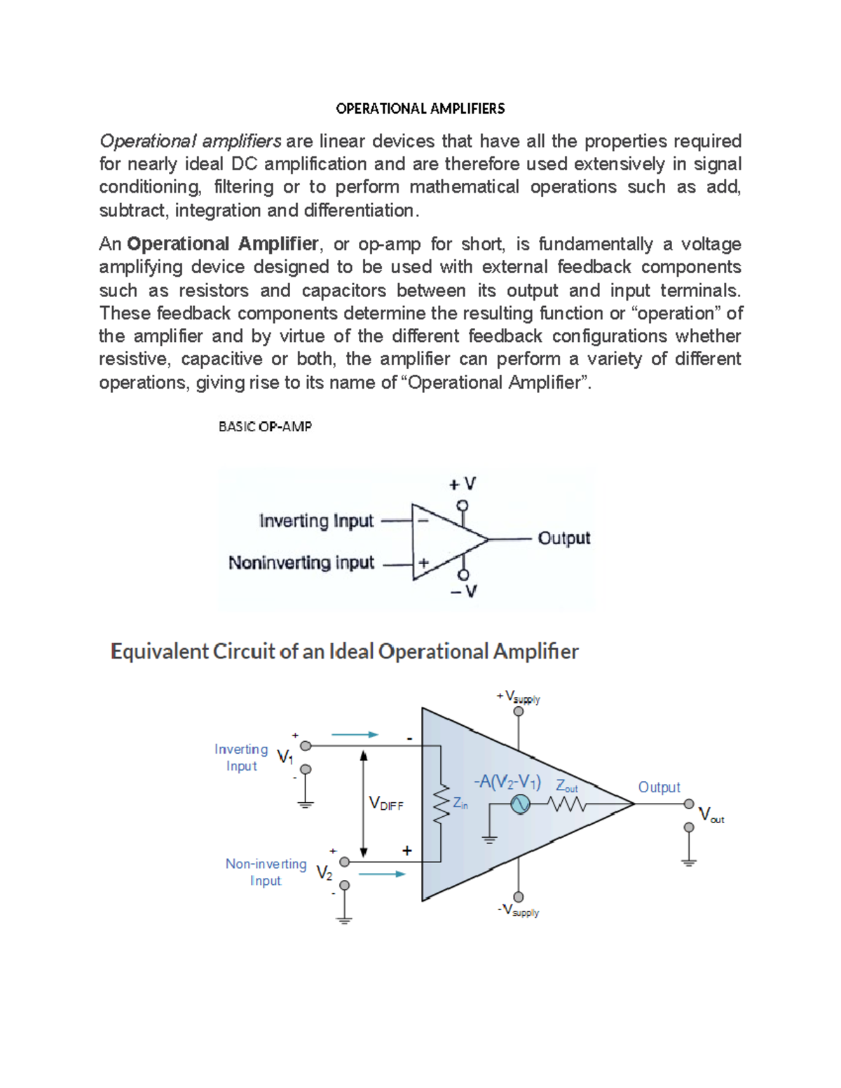 OPERATIONAL-AMPLIFIER - OPERATIONAL AMPLIFIERS Operational amplifiers ...