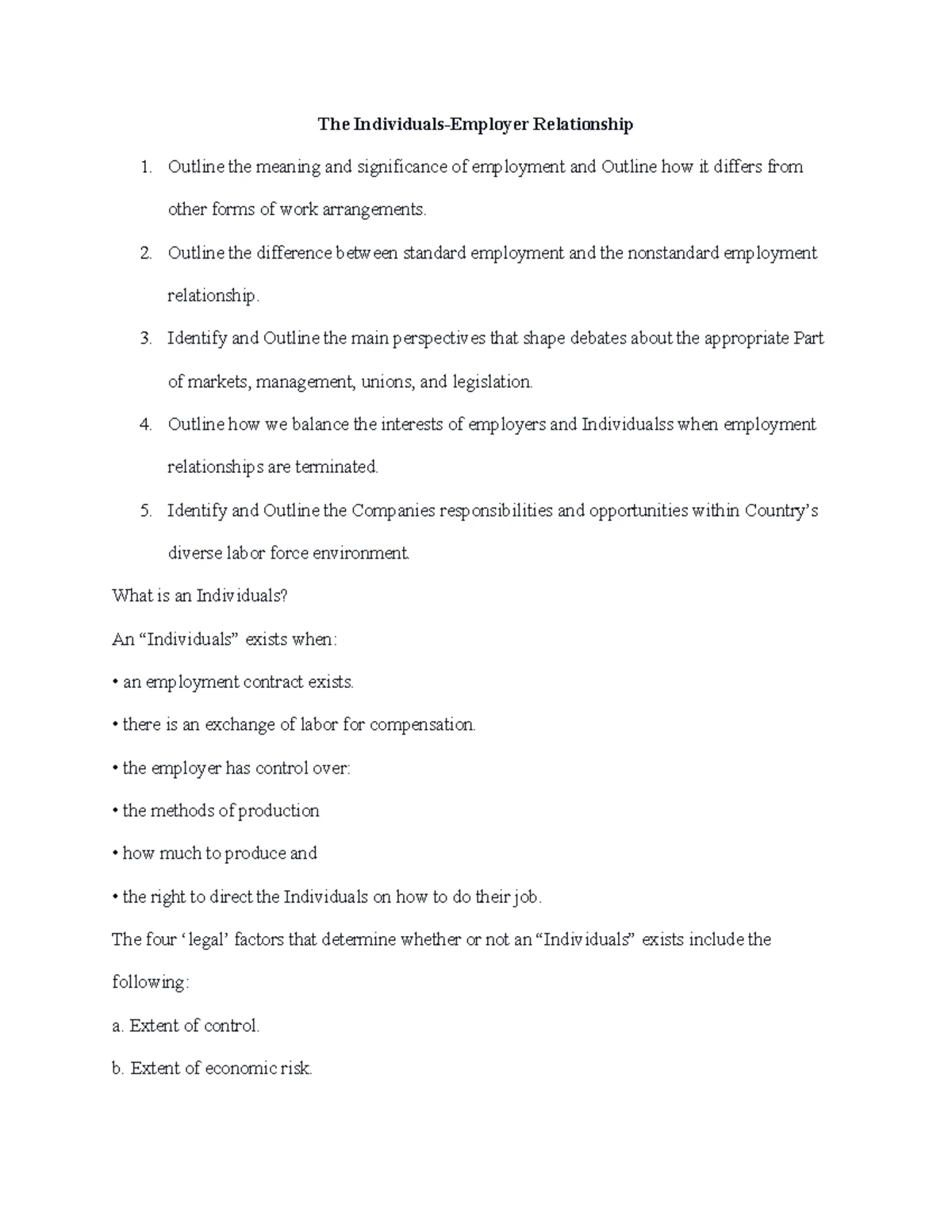 Chapter 2 Employee and Employer relationship - The Individuals-Employer ...