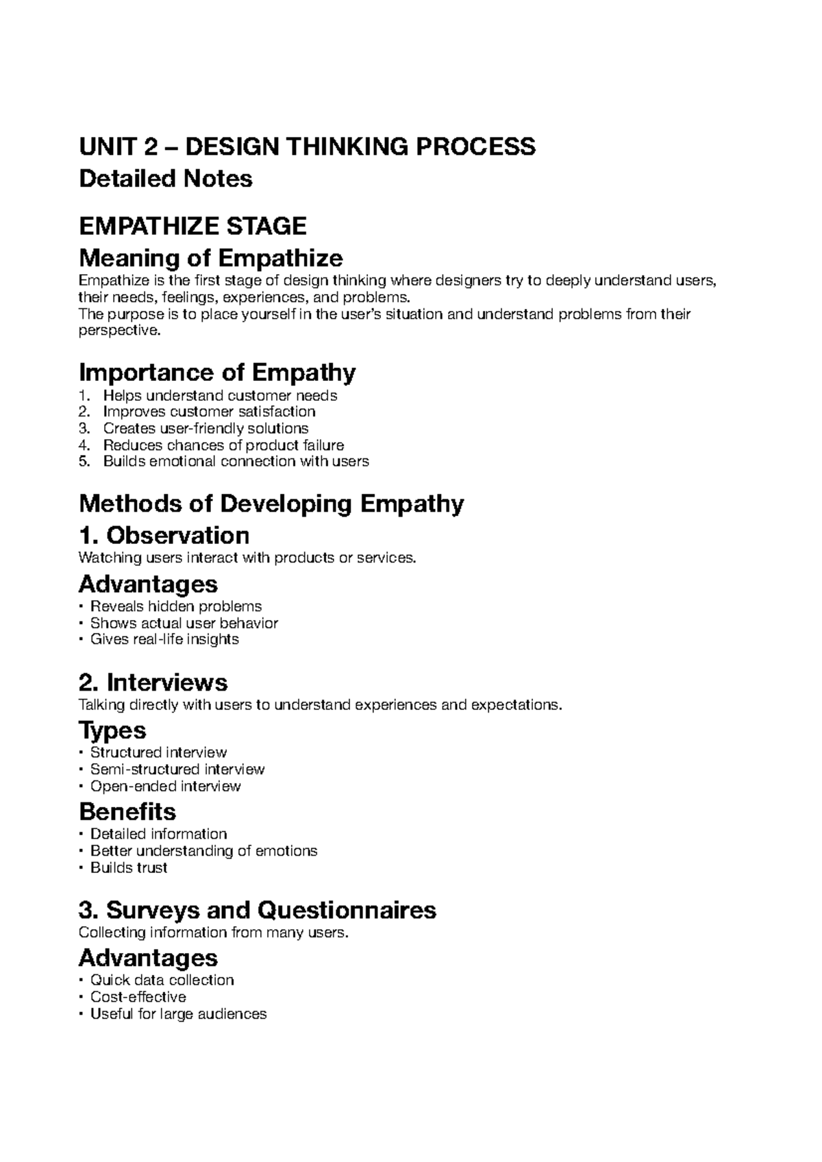 UNIT 2 – DESIGN THINKING PROCESS Detailed Notes - Studocu