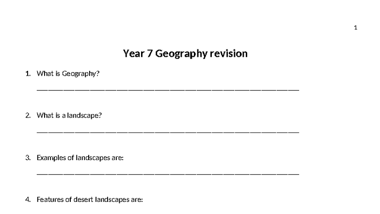 2025 Year 7 Geography Yearly Revision Guide - Studocu